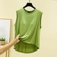 thumbnail image 2 of Women's Modal Casual Sleeveless Tank Top with Built‑in Bra Crew Neck Loose‑Fit Lightweight Loungewear Camisole Green S, 2 of 8