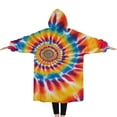 thumbnail image 2 of Oversized Wearable Blanket Hoodie,Colorful Rainbow Tie Dye Spiral Pattern Sherpa Blanket Hoodie with Super Pockets,Super Warm Fuzzy Pullover for Women & Men, 2 of 6