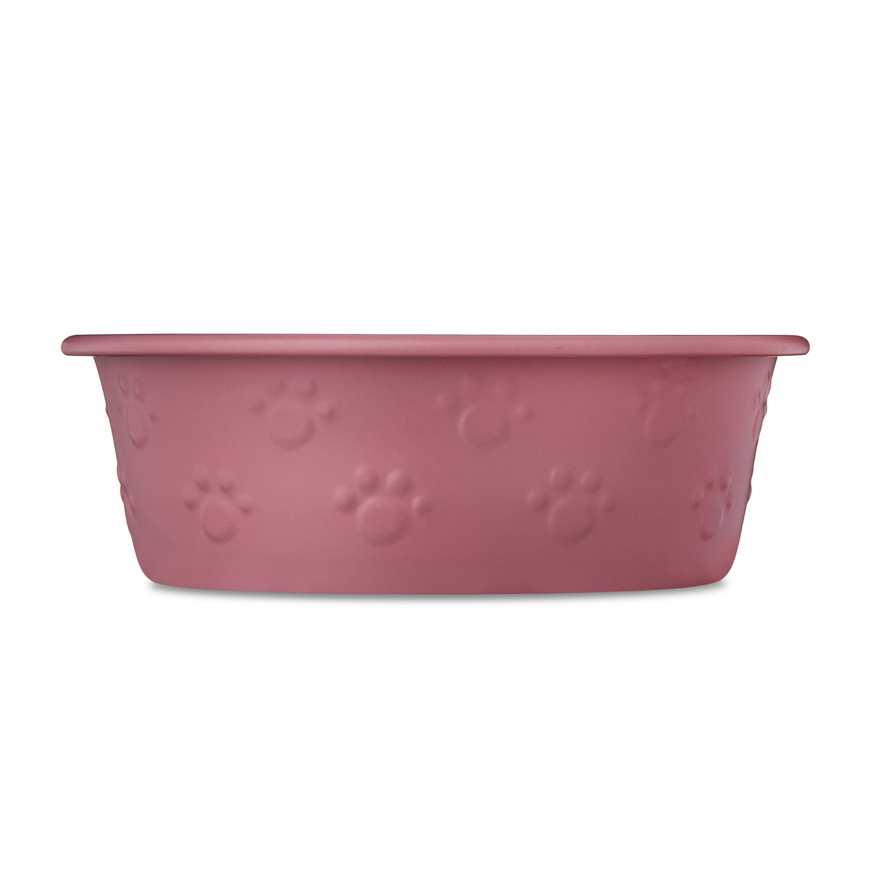 Vibrant Life Small Stainless Steel Embossed Dog Bowl, Red Paws