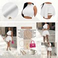 thumbnail image 4 of Women 2 Piece Outfits Jumpsuits Summer Sexy Sleeveless Crop Top Pleated Mini Skirt Biker Shorts Set Sweatsuit, 4 of 8