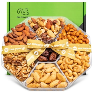 Nut Cravings Nut Tray Platter Gift Basket – 7 Assortments