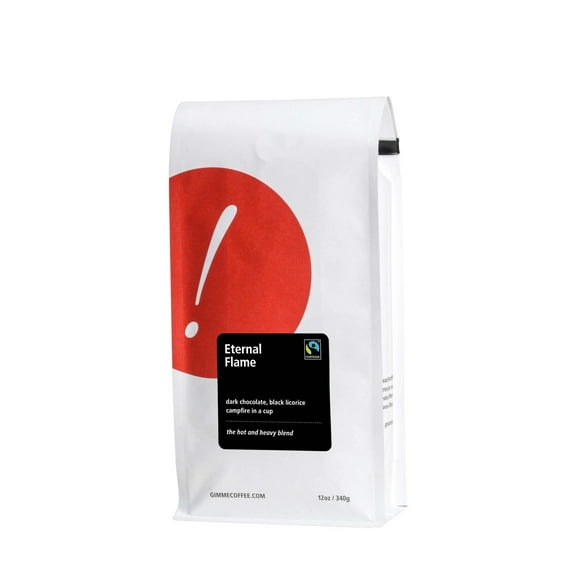 Eternal Flame Blend - Certified Fairtrade - Roasted by Gimme! Coffee - Whole Bean Coffee - 12 Ounce Bag
