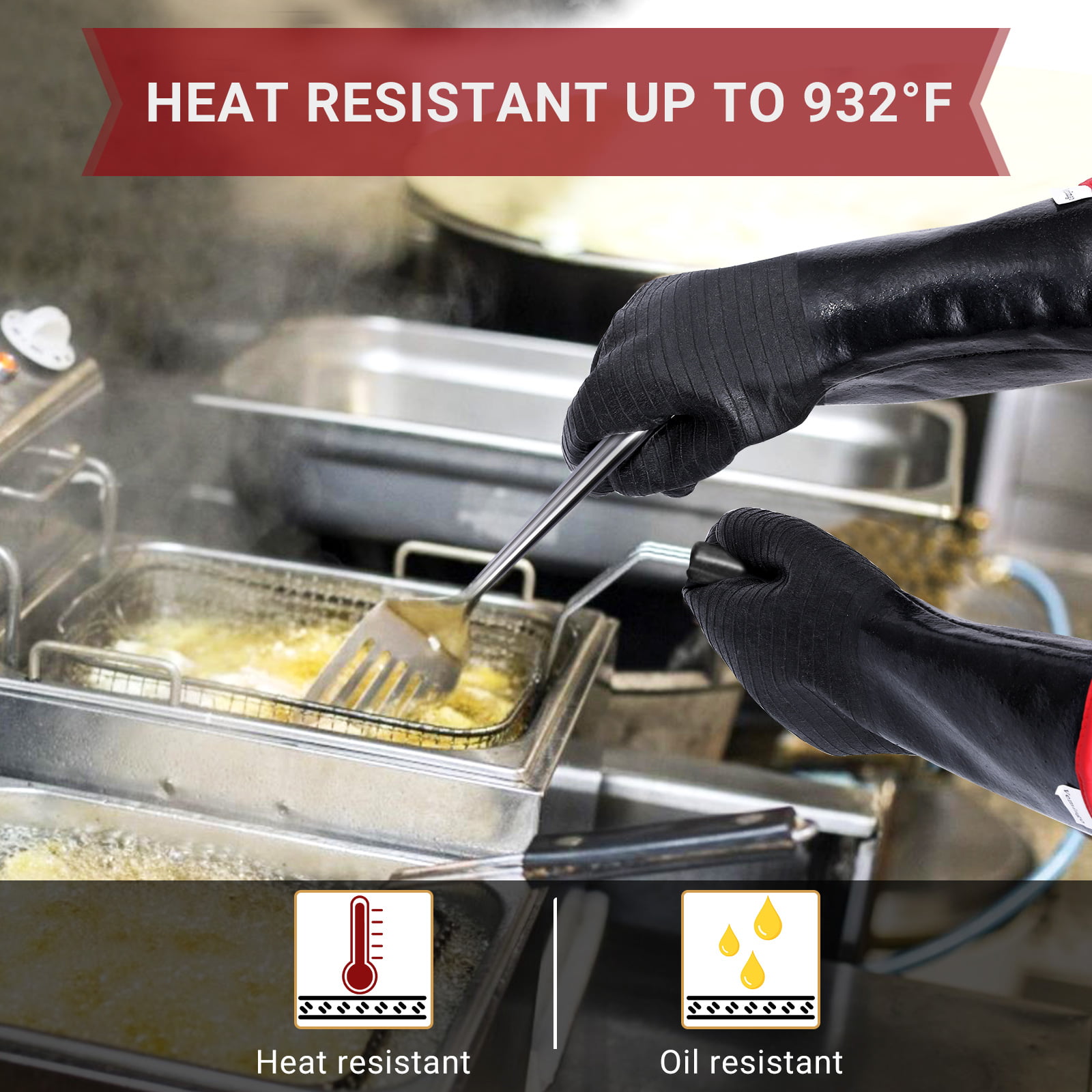 Outset® 76177 17 Black Flame Retardant Oven / Grill Mitt