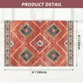 thumbnail image 2 of 4'x6' Area Rugs for Living Room, Machine Washable Non-Slip Carpet, Soft Faux Wool Low Pile Moroccan Farmhouse Western Rug, Brick Red, 2 of 5