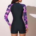 thumbnail image 7 of Betivan Women Rash Guard Swimsuit Long Sleeve Zip Up One Piece Printed Modest Surfing Diving Suit With Shorts Quick Dry Sun Protection Beach Pool Swimming Vacation Travel, 7 of 7