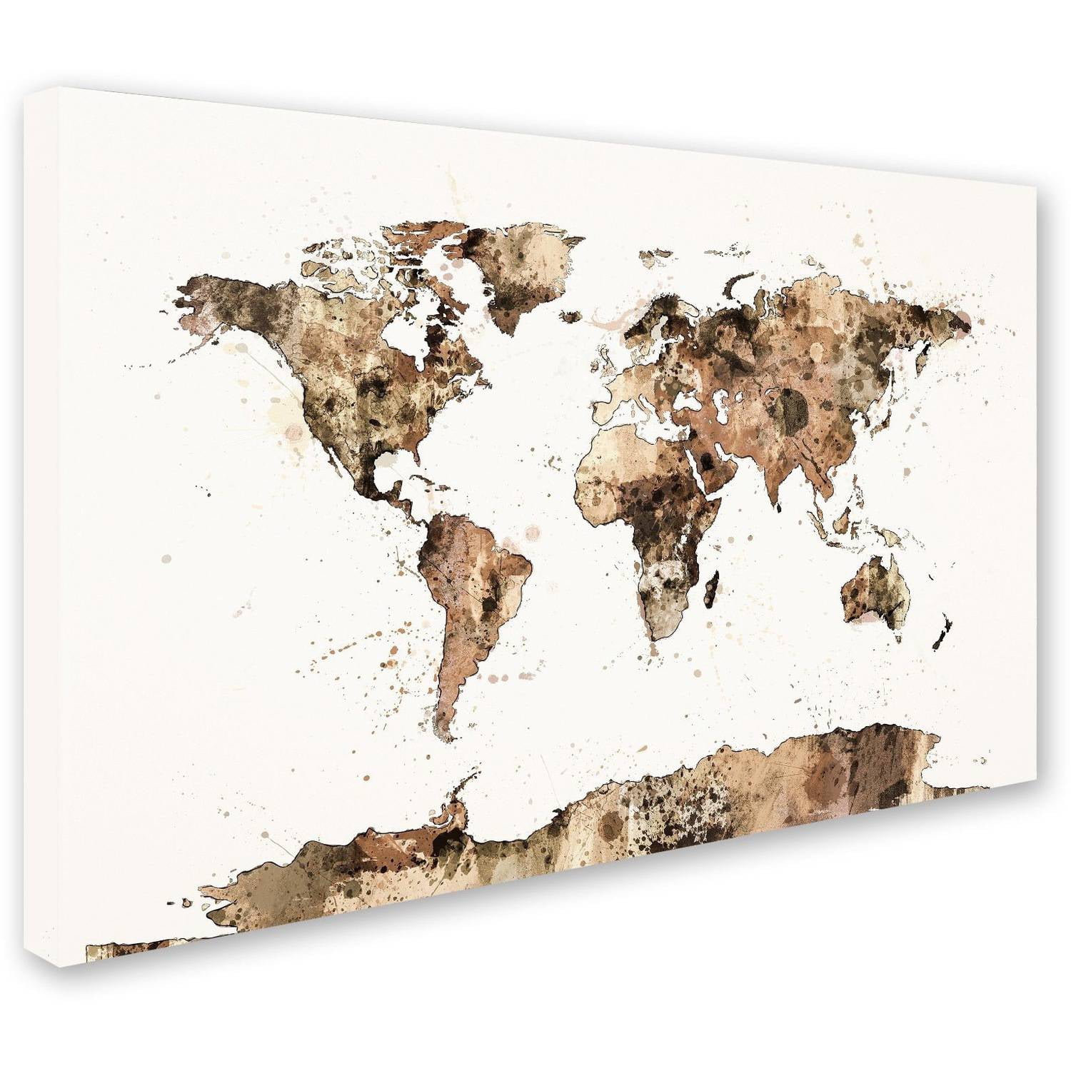 Trademark Fine Art "Map of the World Sepia Watercolor" Canvas Art by Michael Tompsett