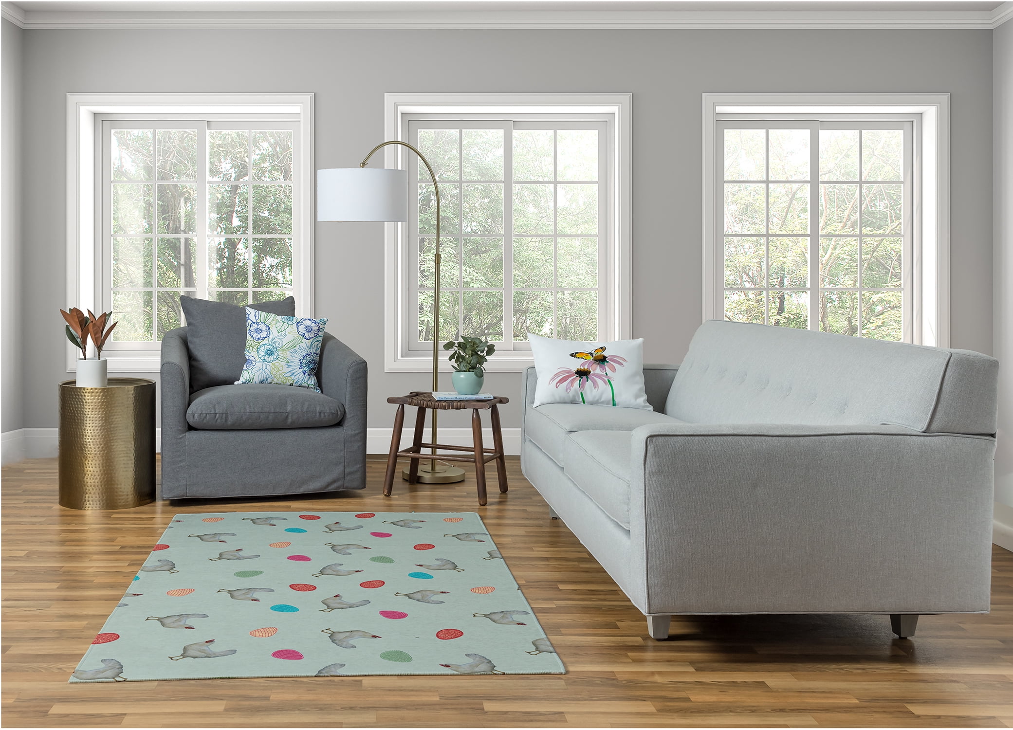 Simply Daisy Breezeway Green Chickens and Eggs Easter Area Rug, 4' x 6'