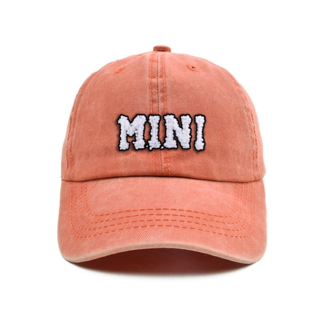 Wdgfv Mini Hat Baseball Hat Washed Cotton Distressed Ripped Hat Embroidery Adjustable Snap Cap for Son Daughter Orange 4-12 Years