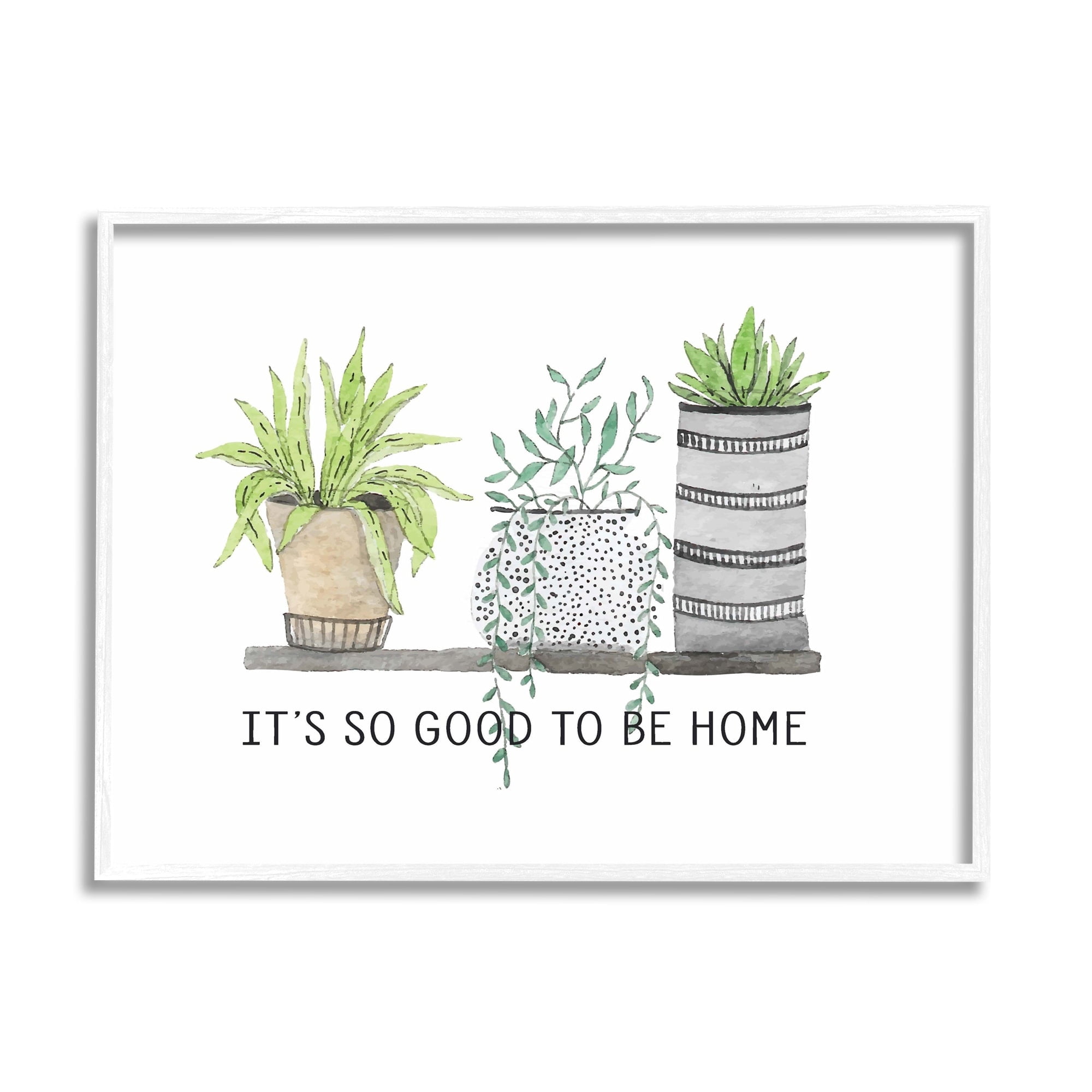 Stupell Industries Good To Be Home House Plants Various Planters Graphic Art White Framed Art Print Wall Art, Design by Lettered and Lined
