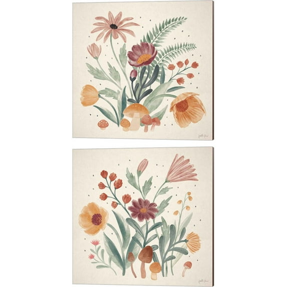 Great Art Now Cottage Botanical B by Janelle Penner 2 Piece Canvas Art Set Each 14W x 14H