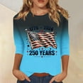 thumbnail image 2 of Fabrcox S-5XL 250 Anniversary USA T Shirt 1776-2026 Flag Print Gradient 3/4 Length Sleeve Womens Tops Commemorative Patriotic Freedom Cute 4th of July Shirts for Women Blue XXL, 2 of 6