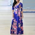 thumbnail image 2 of Ichuanyi Woman Dress Women's Summer Fashion Sexy V-neck Print Big Swing Dress Long Skirt, 2 of 5