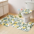 thumbnail image 4 of Yellow Lemon Flower Bathroom Rugs Set Vintage Watercolor Lemon Tree Blue White Floral Leaf Non Slip Absorbent Bath Mats 3 Piece Set with Bathroom Rug, U-Shaped Floor Mat, Toilet Seat Cover Large Size, 4 of 9