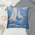 thumbnail image 2 of Shangniulu Nautical Throw Pillow Cushion Cover, Grunge Style Illustration of 2 Racing Sailboats in a Windy Ocean Water Print, Decorative Square Accent Pillow Case, 2 of 5
