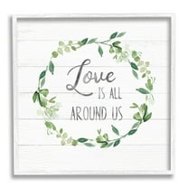 Stupell Industries Love All Around Us Plank Patterned Typography Graphic Art White Framed Art Print Wall Art, Design by Carol Robinson
