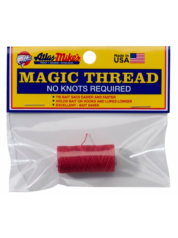 Atlas Mike's Magic Thread for Bait and Bait Sacs, Red, 100 ft Spool