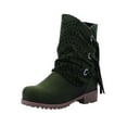 thumbnail image 2 of Women's Winter Suede Cut Out Ankle Boots With Chunky Heels And Low Drum In Solid Color, 2 of 4
