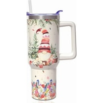 40oz Insulated Christmas Gnome Tumbler with Handle & Straw - Stainless Steel, Leak Proof Lid - Reusable Gift for Women