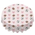 thumbnail image 2 of Football and Rugby Pink Pattern Round Tablecloth 70"x70", Wrinkle Resistant Wipeable Table Cover for Kitchen Dining Room Picnic Patio and Party, 2 of 6