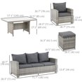 thumbnail image 3 of Outsunny 6 Pieces Wicker Patio Furniture Set with Cushions, Dark Grey, 3 of 10