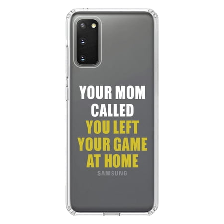 DistinctInk Clear Shockproof Hybrid Case for Galaxy S20 ULTRA / 5G (6.9" Screen) - TPU Bumper Acrylic Back Tempered Glass Screen Protector - Your Mom Called You Left Your Game at Home