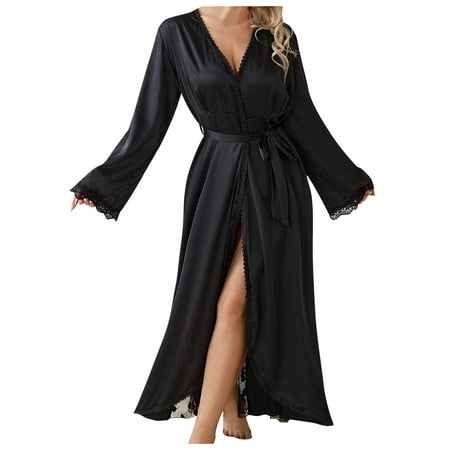 Yuhangmm Women s Fashion Home Sexy Pure Desire Mesh Pajamas Morning Robe Ice Silk Long Robe Robe Outer Robe plus Size Lingerie for Women