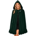 thumbnail image 5 of Jsaierl Women's Velvet Hooded Cloak with Ruffle Hem and Bow Tie Front Halloween Cosplay Cape Costume, 5 of 10