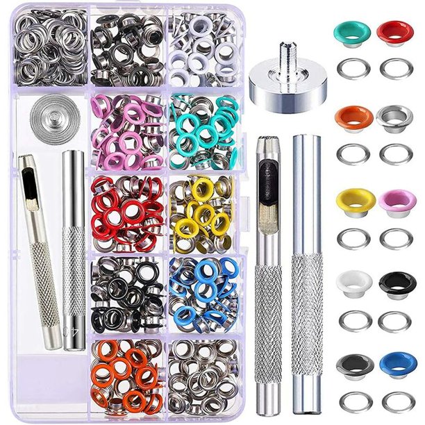 Kit de ojales, 500 juegos de ojales de 5 mm, ojales de metal, kit de ojales de 10 colores con 3 herramientas de ajuste de ojales para zapatos, ropa, bolso, lienzo, bricolaje - Estilo C Kuyhfg Bienvenido a Kuyhfg