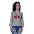 thumbnail image 6 of Moomaya Womens Sequin Lips Patch Tshirt Long Sleeves Casual Valentine Top, 6 of 8