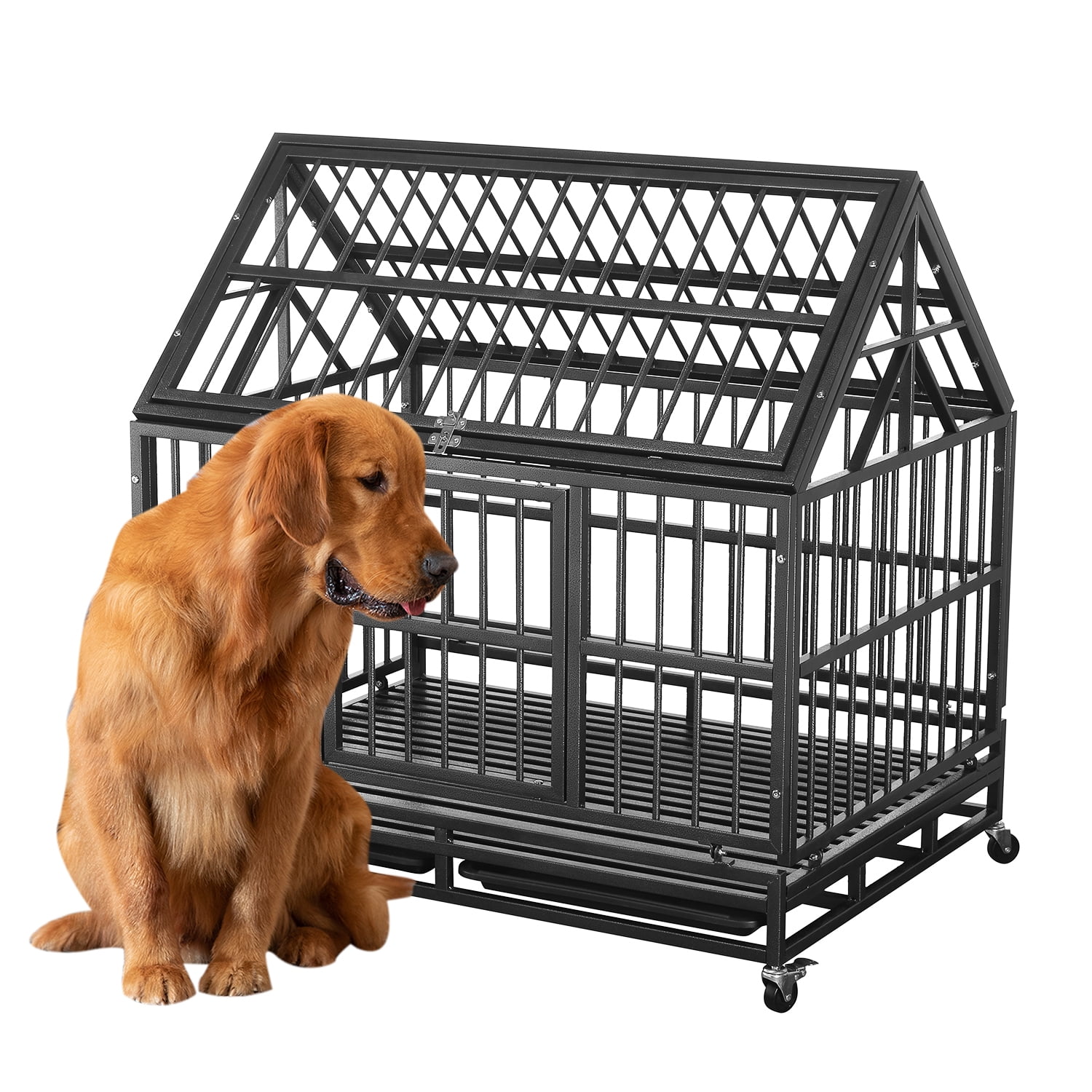 Ainfox 42 Inch Heavy Duty Dog Crate Indestructible Dog Crates For