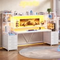 thumbnail image 7 of Gaming Desk with LED Lights, Large PC Gamer Desk Workstation with 8 Drawers and Storage Shelves, 7 of 7