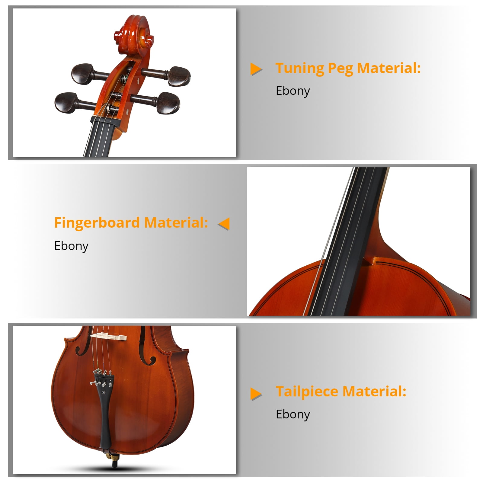 Ktaxon 4/4 Full Size Cello with Bag Bow Rosin Bridge for Beginners, Brown