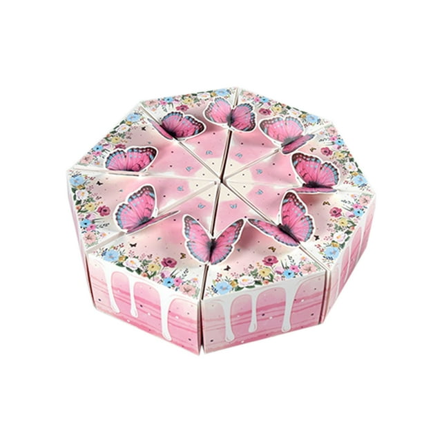 SDNall Christmas Gift Box, Birthday Gift Bag, Small Gift Box, Candy Gift Box, Candy Bags for Birthday Party, Cute Butterflies Triangles Cake Shape Birthday Party Gift Box 8 Pieces Per Pack