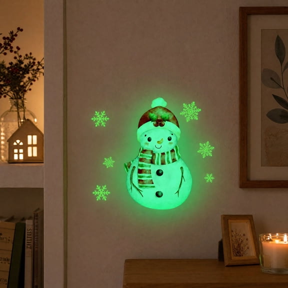 ShaoXinWan Christmas Luminous Wall Stickers, Glow Snowman Snowflake Self Adhesive Decal, Christmas Decorations Indoor for Bedroom, Window and Wall