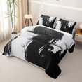thumbnail image 3 of Erosebridal Gray White Black Bed Spread Queen, Abstract Aesthetic Queen Coverlet Set, Black Reversible 3-Piece 1 Quilt and 2 Pillowcases, 3 of 4