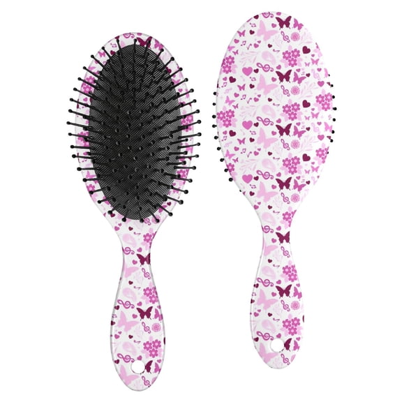 Pink Breast Cancer and Pioneer Flower Hair Brush,Girls Detangling Hair Brush,Glide Through Tangles with Ease for Wet & Dry Hair,8.8"X2.8"