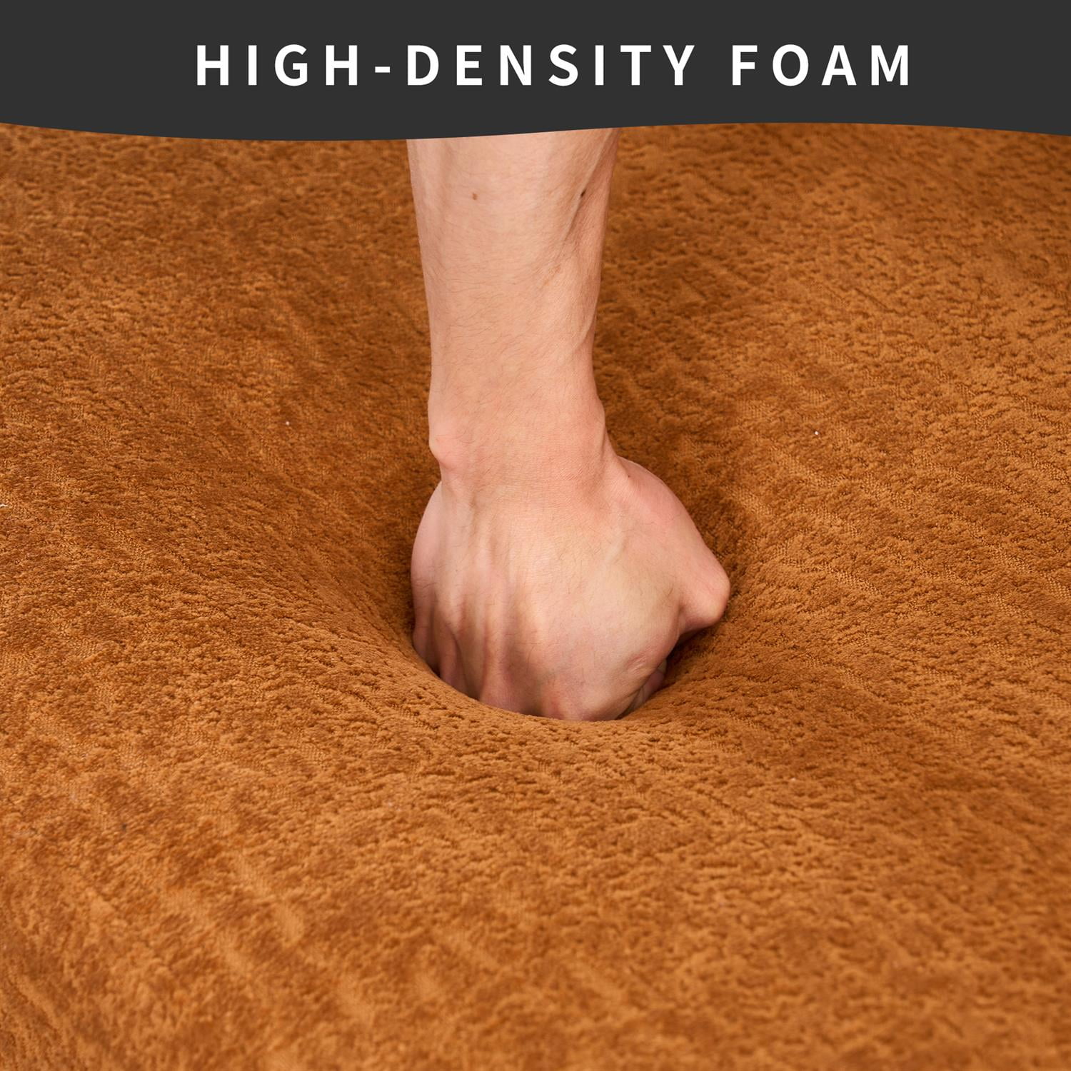 Demi Bonn 98" Cozy L-Shape Sectional Sofa with Curved Chaise, High-Density Foam, Chenille Modular Couch for Living Room, Supports 900 lbs, Orange