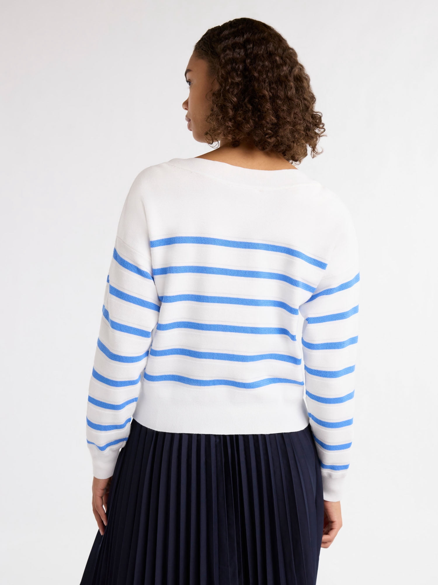 Free Assembly Women’s and Women's Plus Cropped Button Shoulder Sweater with Long Sleeves, Lightweight, Sizes XS-3X