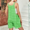 thumbnail image 7 of Summer One Piece Romper for Women Casual Plaid Criss Cross Short Jumpsuit with Pocket Tie Shoulder Workout Playsuit, Green, L, 7 of 7