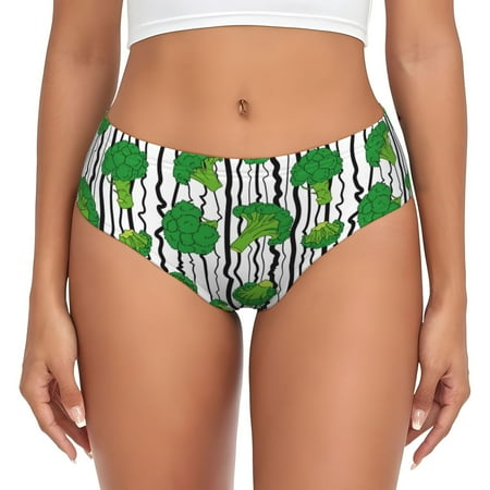 Womens Underwear - Broccoli 2 No Show Seamless Underwear for Women  Kawaii Soft Stretch Women s Panties  Hipster Ladies Panties Bikini Underwear Briefs
