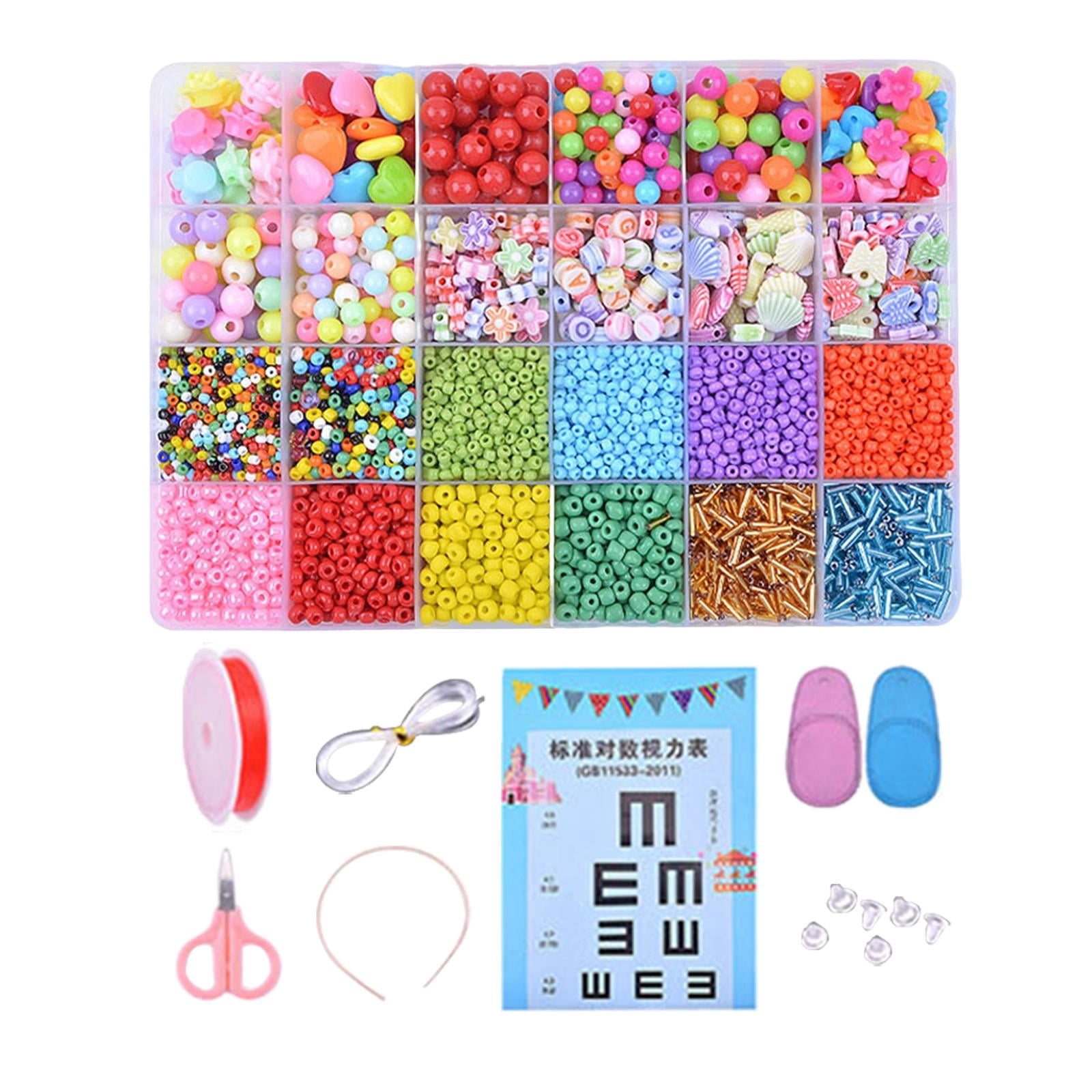 FVDPWYE Colorful Beads Loose Elastic Wire Letter Beads Square Beads Round Bead for Craft Style B
