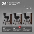thumbnail image 3 of Genpo Bar Stools Set of 2, 26 Inch Barstools with Metal Legs, Black Leather Farmhouse Swivel Counter Height Bar Stool for Kitchen, Dining, Bar, 3 of 10