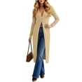 thumbnail image 6 of Feancey Long Cardigans for Women Lightweight Knit Dusters V Neck Button Up Sweaters Solid Color Fashion Jackets Elegant Office Work Jacket Khaki S, 6 of 7