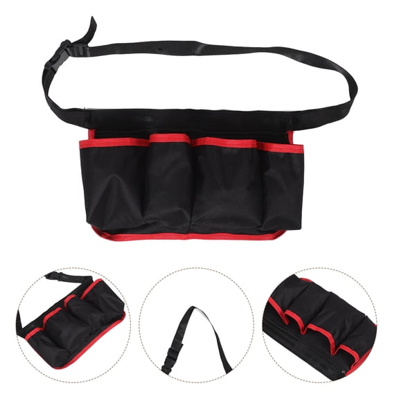 OUNONA Multi Pocket Black Tool Organizer Waist Bag for Gardeners and Service Professionals