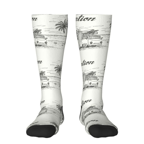 KLL Summer Vacation Scene With Camping Van Print Women's Men's Ankle Socks 1-pack Casual Athletic Socks for Unisex Adult Moisture-Wicking Socks for Daily Wear/Running/Sport