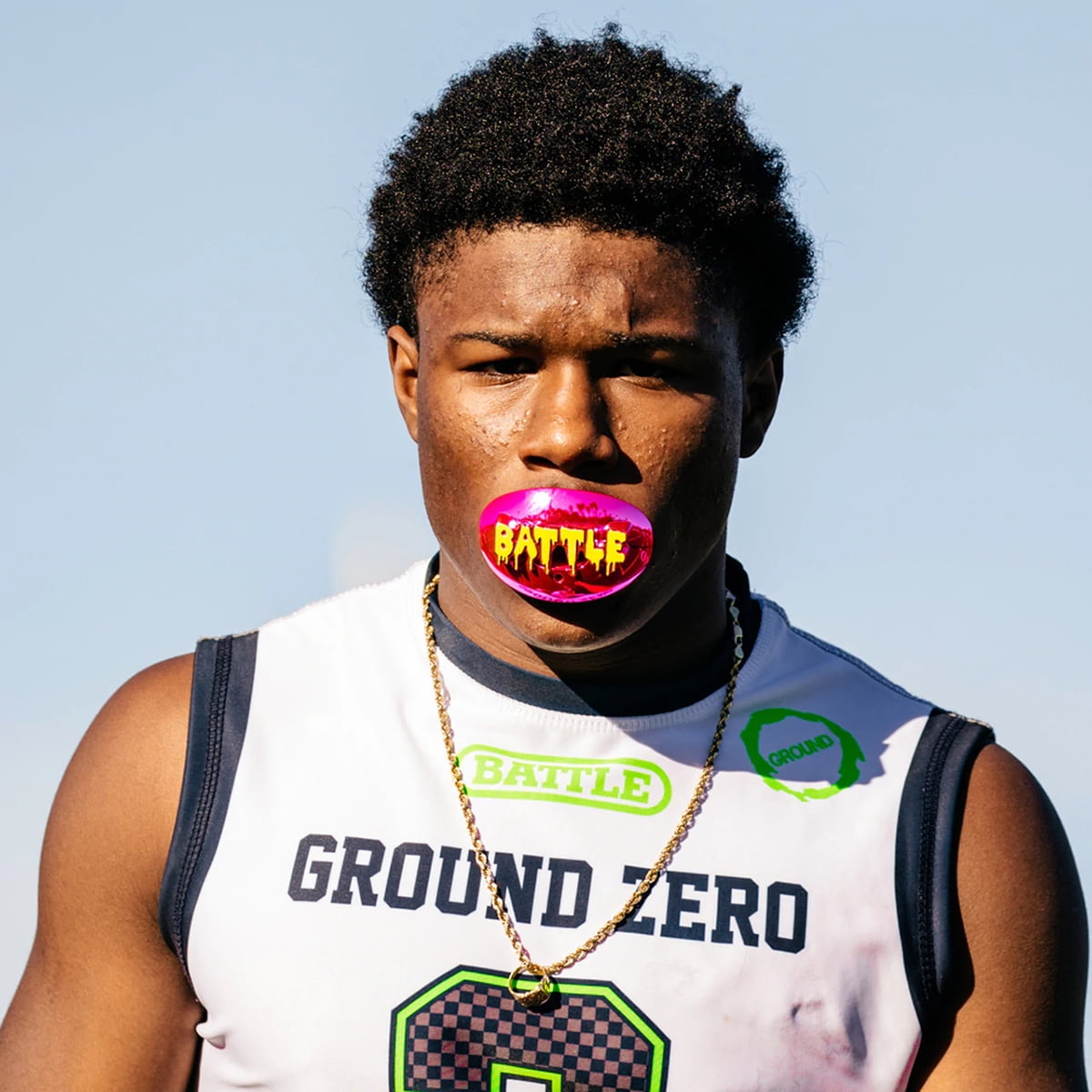Battle Sports 3D Drip Chrome Oxygen Mouthguard - Neon Pink/Neon Yellow