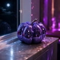 thumbnail image 6 of Halloween Sparkling Mirror Glass Pumpkin Decor High Gloss Reflective Tile Ornament Faux Stem Pumpkin Statue for Tabletop Mantel Fall Harvest Home Decoration, 6 of 7