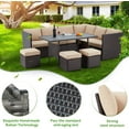 thumbnail image 5 of AECOJOY 7 Pieces Outdoor Rattan Sectional Sofa Couch with Dining Table and Protection Cover - Beige, 5 of 7