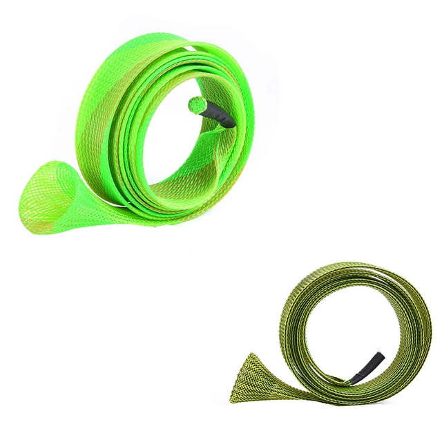 pitrice 2 Pcs/Ensemble Couvre-Canne à Pêche Manchon Plat Bout Pointu Bâton de Pêche, Vert Armée + Vert Jaune