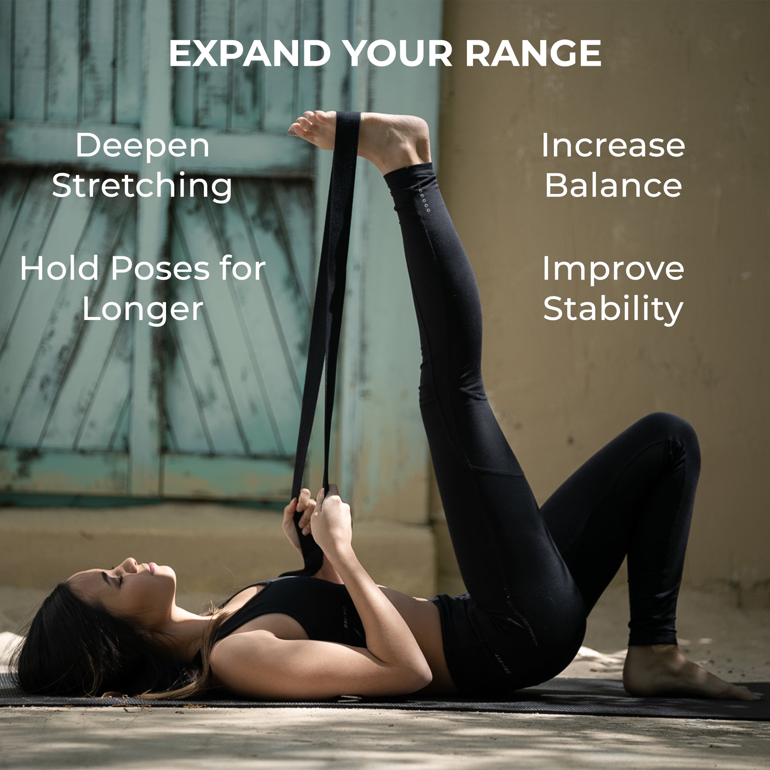Sunshine Yoga 6-Pack of 6-Foot Yoga Straps - Wholesale Pricing - Adjustable D-Ring Buckle - for Stretching, Flexibility and Exercise - Durable, Thick Cotton - Black